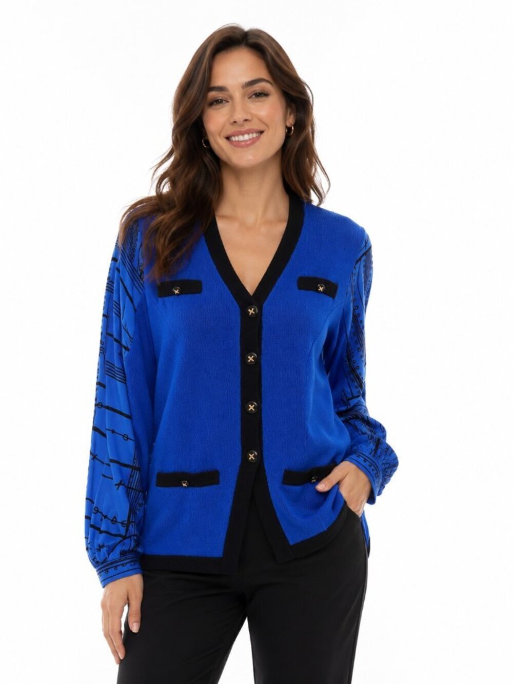 Vintage Anne Crimmins for UMI Collections Royal Blue Knit Top